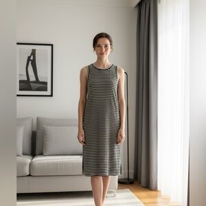 Superfoxx Striped Sleeveless Maxi Dress, Black & Gray, Size S